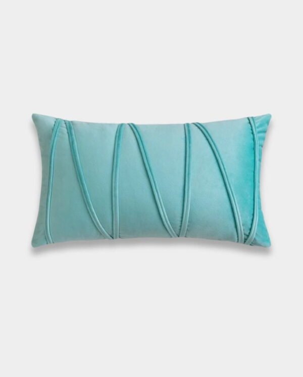 Striped Velvet Lumber Cushion Cover - Aqua Green
