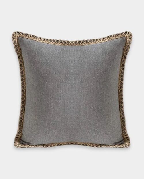 Jute Classic Square Breaded Cushion Cover - Grey