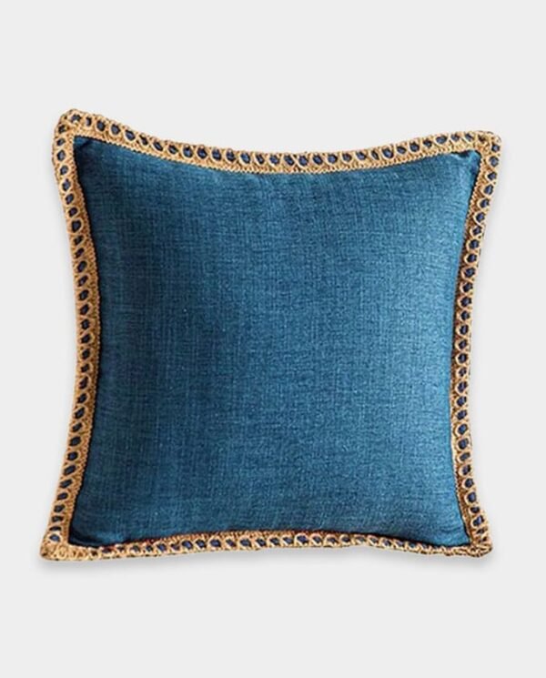 Jute Classic Breaded Cushion (7) Jute Classic Square Breaded Cushion Cover - Sea Blue