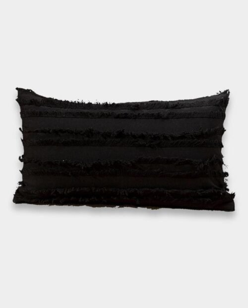 Cotton Fringe Lumber Classic Cushion Cover - Black