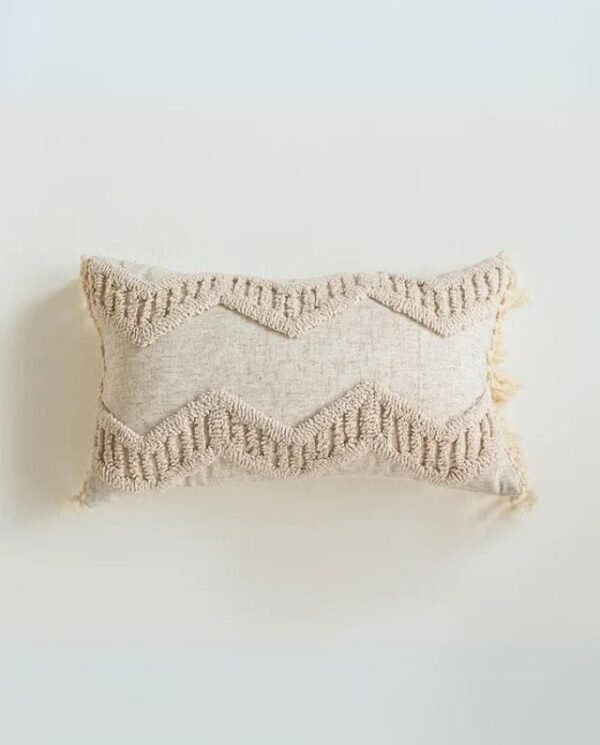 Boho Chevron Lumber Pillow - Natural Beige