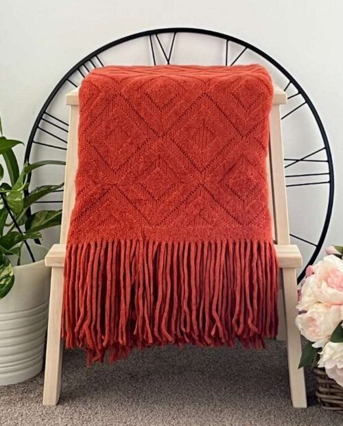 Brisk Rust Rhombus Pattern Throw - Brisk Rust