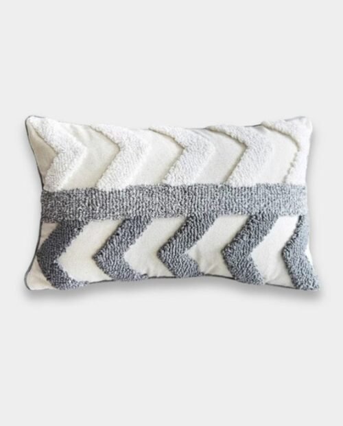 Chevron Stripe Tufted Cushion - Rectangular Chevron Striped Tufted Cushion