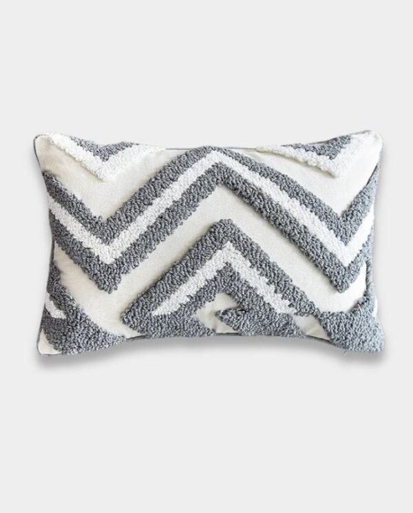 Chevron Textured Lumber Cushion - Ivory & Grey