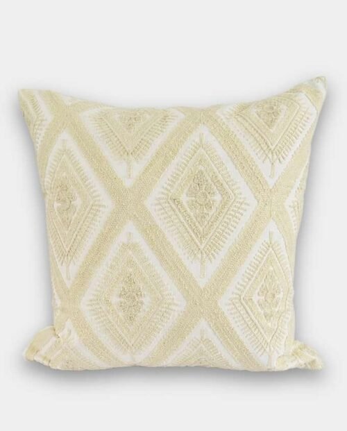 Diamond Pattern Embroidered Cushion Cover - Off White