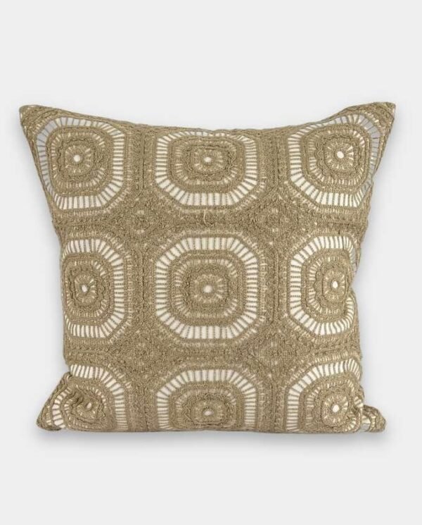 Geometric Embroidered Cushion - Beige Geometric Embroidered Cushion Cover - Beige