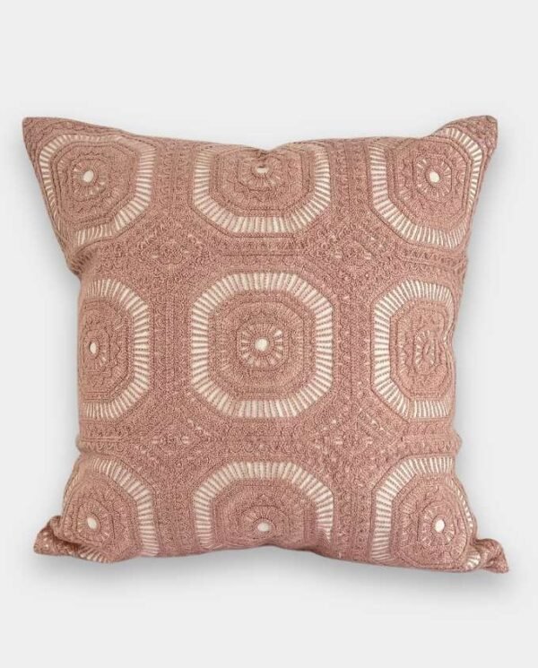 Geometric Embroidered Cushion - Dusty Pink Geometric Embroidered Cushion Cover - Dusty Pink