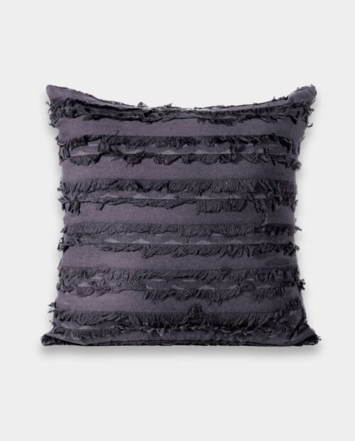 Cotton Fringe Square Classic Cushion Cover - Grey