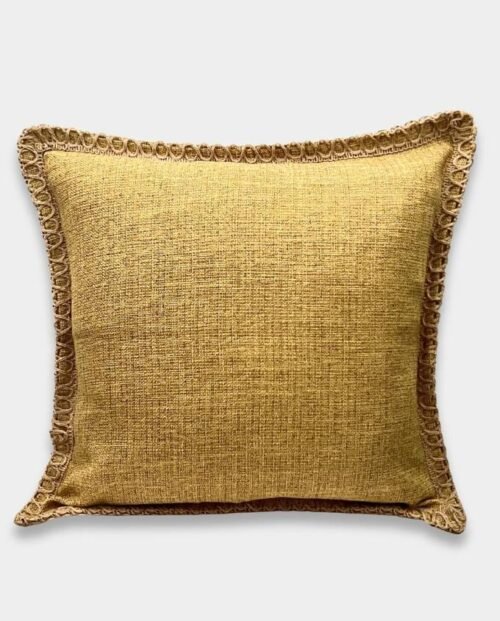 Jute Classic Square Breaded Cushion Cover – Yellow Jute Classic Square Breaded Cushion Cover - Yellow