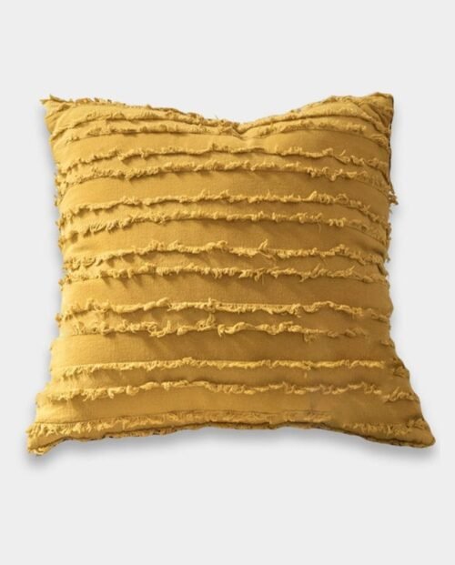 Cotton Fringe Square Classic Cushion Cover - Mustard Gold