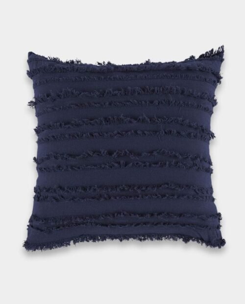 Cotton Fringe Square Classic Cushion Cover - Navy Blue