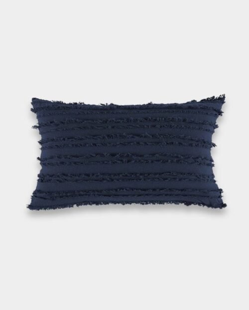 Cotton Fringe Lumber Classic Cushion Cover - Navy Blue