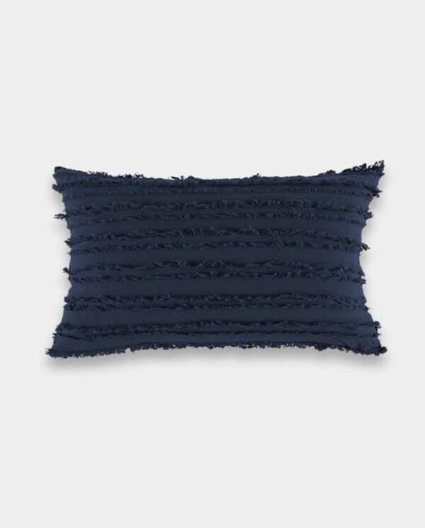 Navy Blue-50 Cotton Fringe Lumber Classic Cushion Cover - Navy Blue