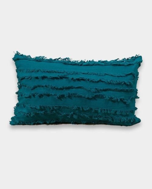 Cotton Fringe Lumber Classic Cushion Cover - Peacock Blue