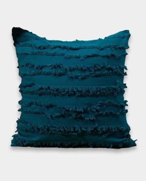 Cotton Fringe Square Classic Cushion Cover - Peacock Blue