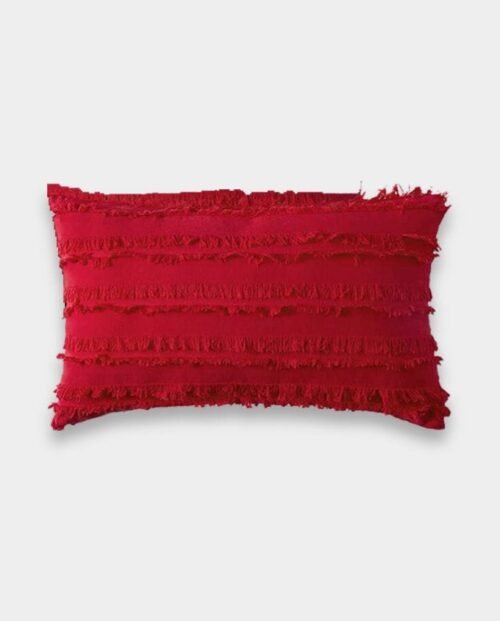 Cotton Fringe Lumber Classic Cushion Cover - Red