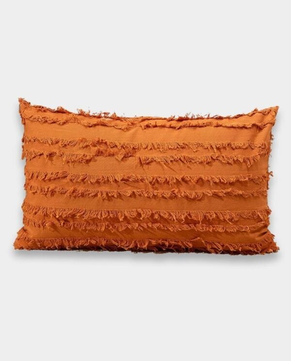 Rust Orange-50 Cotton Fringe Lumber Classic Cushion Cover - Rust Orange