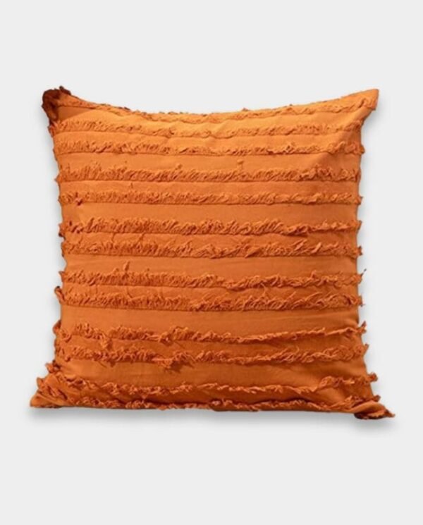 Rust Orange Cotton Fringe Square Classic Cushion Cover - Rust Orange