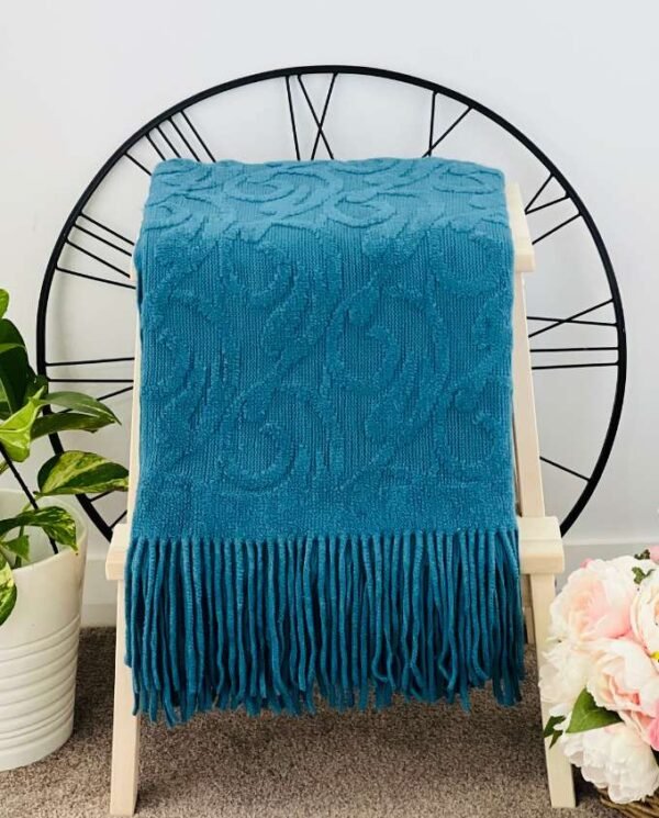 Floral Pattern Throw - Sea Blue