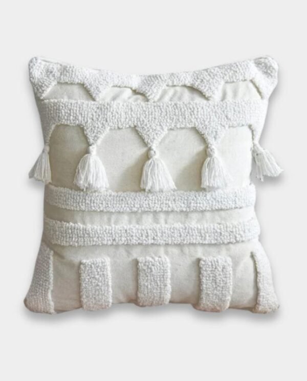 Single Layer Tassels - Square Boho Tufted Hamptons Cushions - Single Layer Tassels