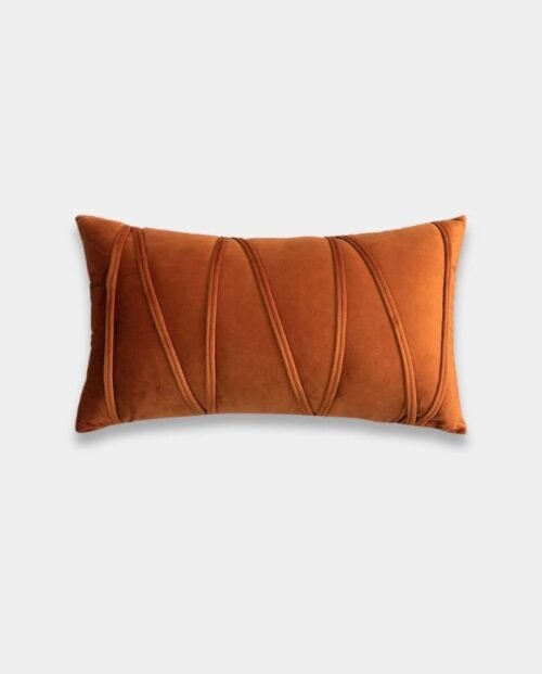 Velvet Striped Cushions (Rust Orange) Striped Velvet Lumber Cushion Cover - Rust Orange