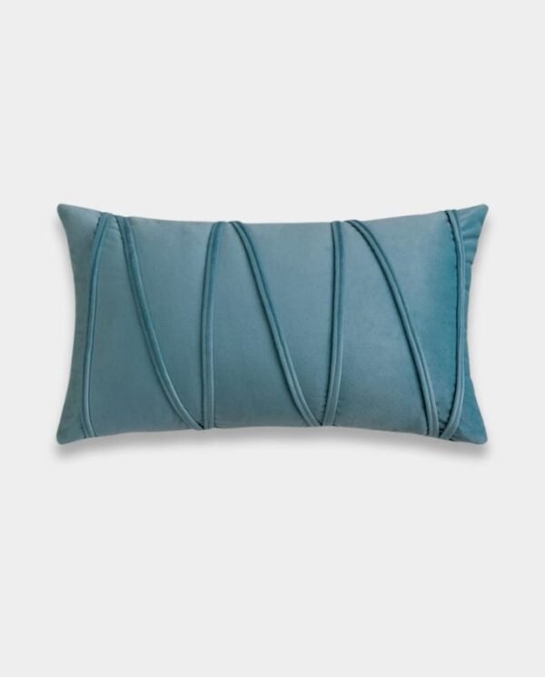 Velvet Striped Cushions (Water Blue) Striped Velvet Lumber Cushion Cover - Water Blue