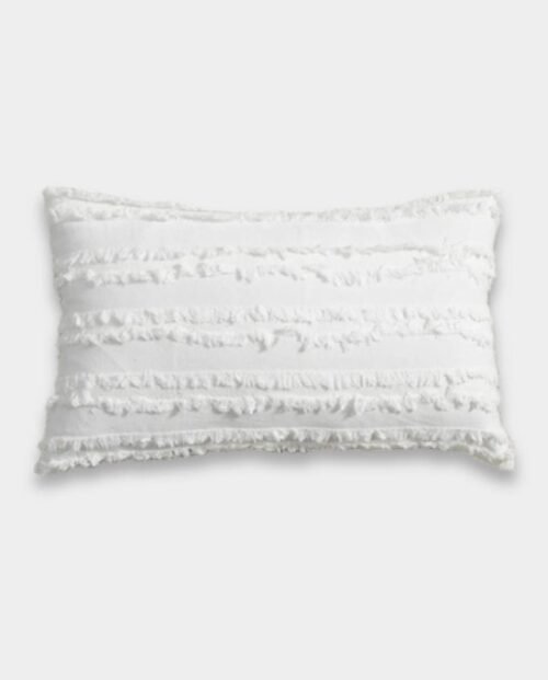 Cotton Fringe Lumber Classic Cushion Cover - White