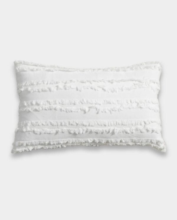 White-50 Cotton Fringe Lumber Classic Cushion Cover - White