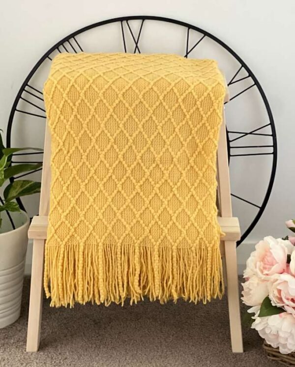 Yellow Diamond Pattern Throw - Yellow