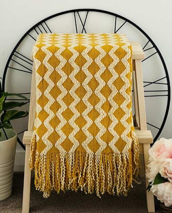 Yellow - Plush & Patterned Plush & Patterned Throw - Yellow