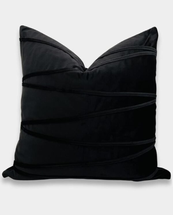 30 Striped Velvet Square Cushion Cover - Black