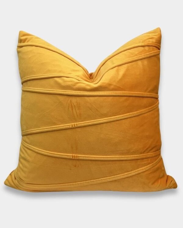 33 Striped Velvet Square Cushion Cover - Orange