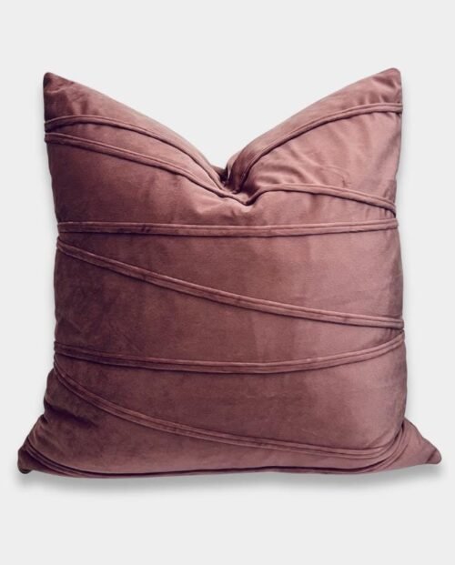 Striped Velvet Square Cushion Cover - Dusty Pink