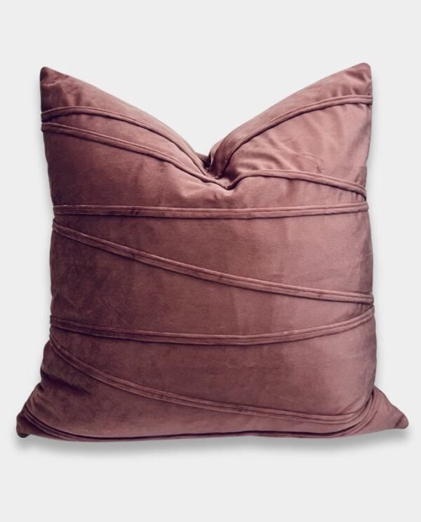 35 Striped Velvet Square Cushion Cover - Dusty Pink