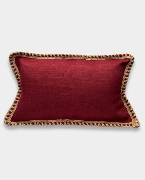 Jute Classic Lumber Breaded Cushion Cover – Maroon