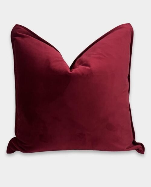 Plain Velvet Cushion Cover - Red Wine