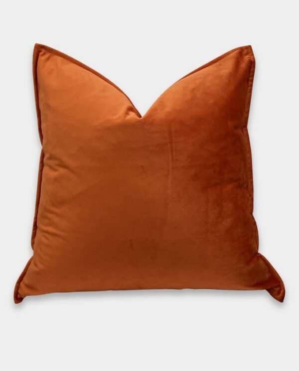 Plain Velvet Cushion Cover (2) Plain Velvet Cushion Cover - Rust Orange