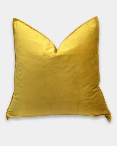 Plain Velvet Cushion Cover - Yellow