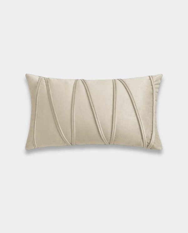Velvet Striped Cushions (Off-White) Striped Velvet Lumber Cushion Cover - Off White